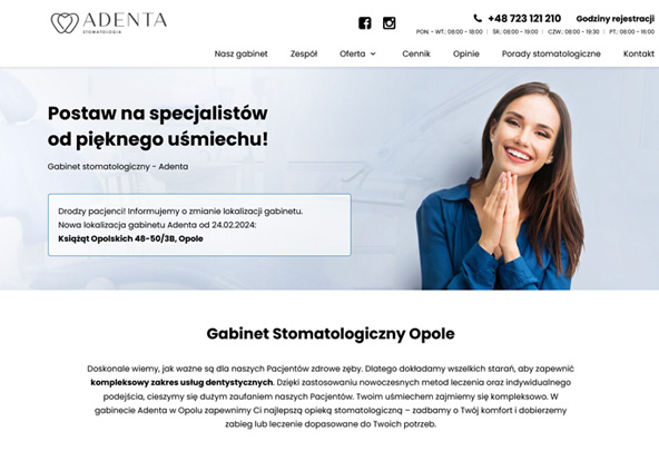 Adenta Strona internetowa